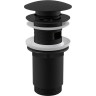 Донный клапан сифона ALCAPLAST для умывальника CLICK/CLACK 5/4", цельнометаллический с переливом и большой черной заглушкой A392BLACK