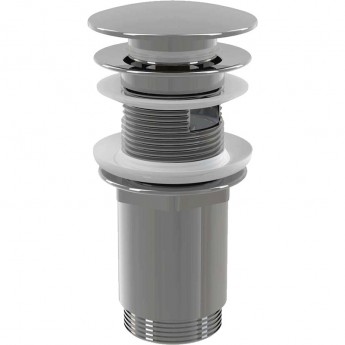 Донный клапан сифона ALCAPLAST A392C для умывальника CLICK/CLACK 5/4", цельнометаллический с переливом и большой заглушкой