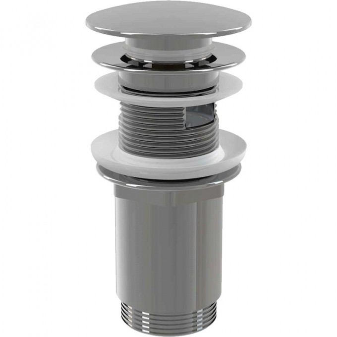 Донный клапан сифона ALCAPLAST для умывальника CLICK/CLACK 5/4", цельнометаллический с переливом и большой заглушкой A392C