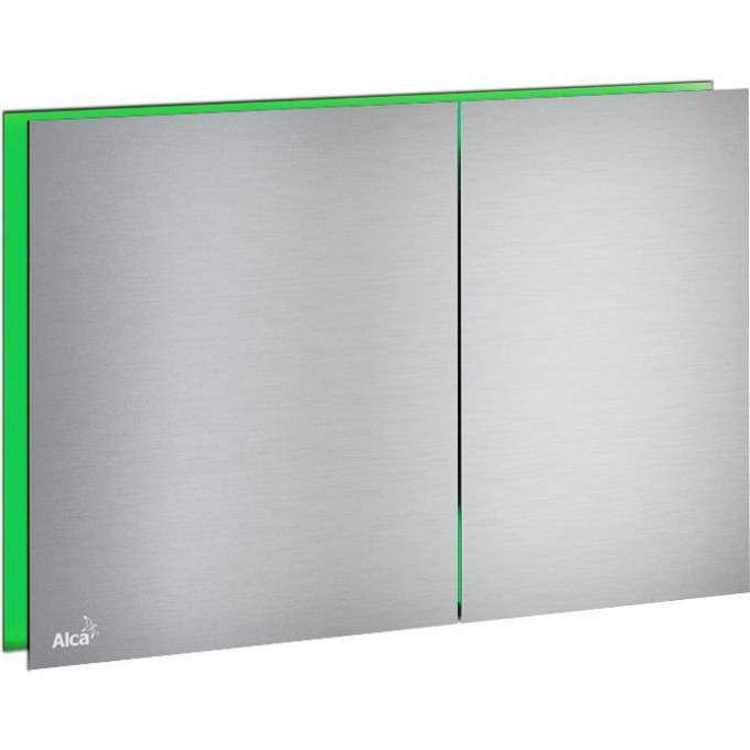 Кнопка управления ALCAPLAST с подсветкой, металл матовый, цвет зеленый AIR LIGHT-GREEN