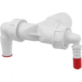 Колено ALCAPLAST P156Z с двумя штуцерами DN40/32 / 8–23 с обратными клапанами