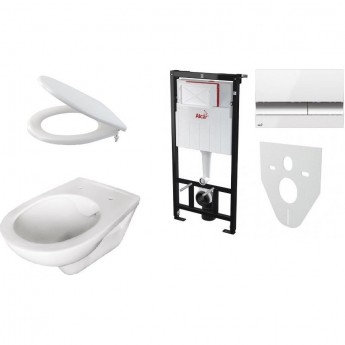 Комплект ALCAPLAST 6 v 1 WC ALCA RIMFLOW+ M1720-1, безободковый унитаз ALCA, сидение A604