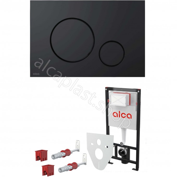 Комплект ALCAPLAST SET 4v1 для установки унитаза с черной панелью смыва AM101/1120-41 RU M678-0001