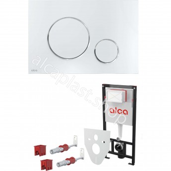 Комплект ALCAPLAST SET 4v1 AM101/1120-4 RU M671-0001 для установки унитаза с панелью смыва, хром глянцевый