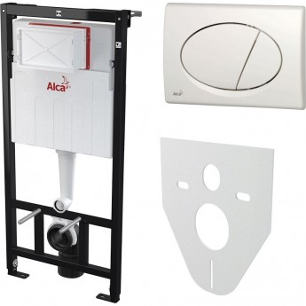 Комплект ALCAPLAST SET 4v1 AM101/1120-41 RU M70-001 для установки унитаза с шумоизоляцией и с белой панелью смыва