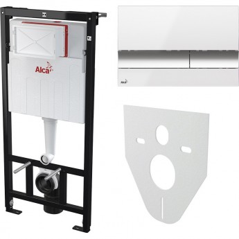 Комплект ALCAPLAST SET 4v1 AM101/1120-41RUS SET+M17 для установки унитаза с шумоизоляцией и с панелью смыва