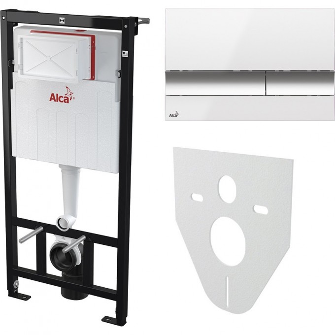 Комплект ALCAPLAST SET 4v1 для установки унитаза с шумоизоляцией и с панелью смыва AM101/1120-41RUS SET+M17