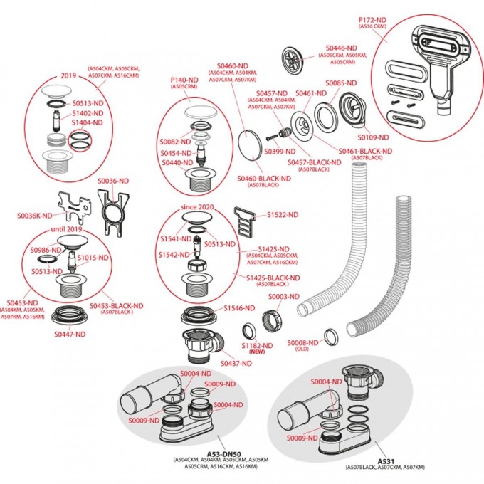 Механизм CLICK/CLACK ALCAPLAST пластик S0454-ND