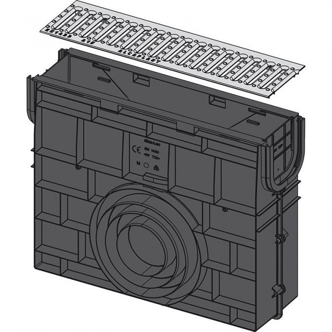 Пескоуловитель ALCAPLAST для дренажного канала AVZ101 без рамы с оцинкованной решеткой Т-образного профиля AVZ101R-R101S