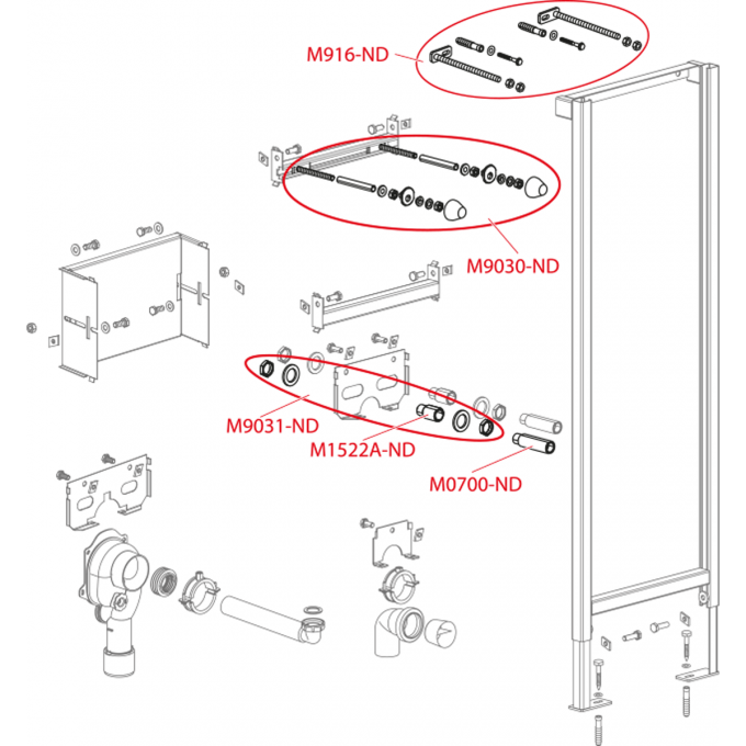 Резьбовые шпильки + принадлежности ALCAPLAST M9030-ND