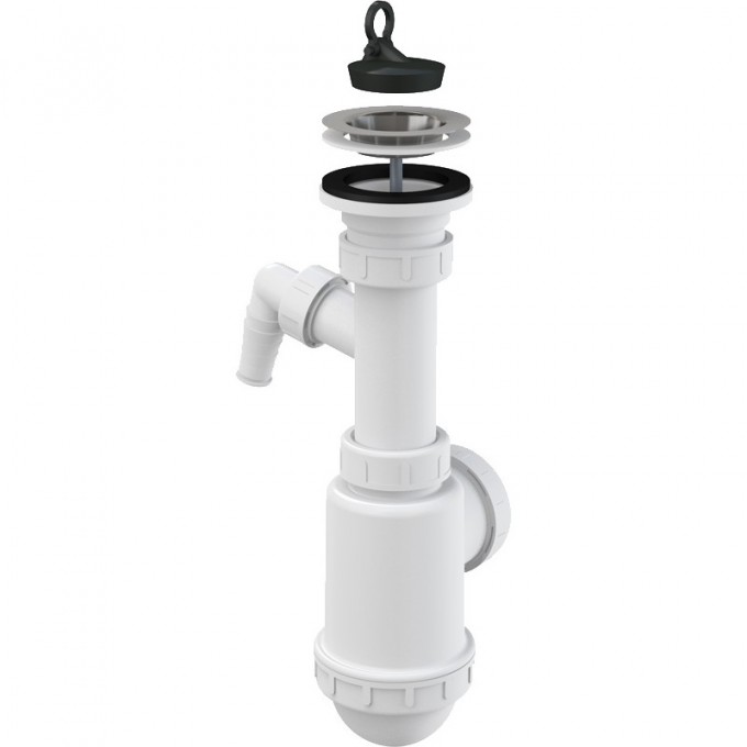 Сифон ALCAPLAST для мойки, c нержавеющей решеткой Ø70, с подводкой A441P-DN50/40