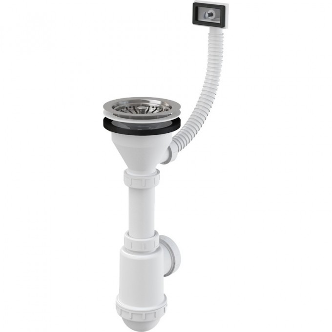 Сифон ALCAPLAST для мойки с нержавеющей решеткой Ø115, гофропереливом, без штуцера A447-DN50/40