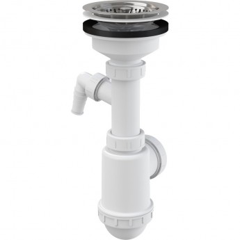 Сифон ALCAPLAST A446P-DN50/40 для мойки с нержавеющей решеткой Ø115, с подводкой Сифон ALCAPLAST A446P-DN50/40 для мойки с нержавеющей решеткой Ø115, с подводкой