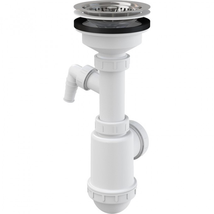 Сифон ALCAPLAST для мойки с нержавеющей решеткой Ø115, с подводкой A446P-DN50/40
