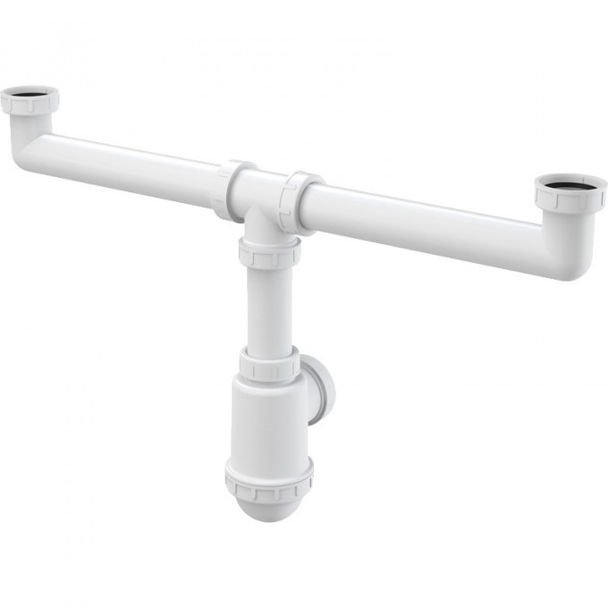 Сифон ALCAPLAST для сдвоенной мойки, с накидными гайками 6/4", без штуцера A448-DN50/40