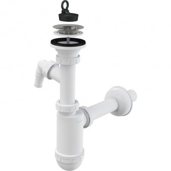 Сифон ALCAPLAST A410P для умывальника Ø32 с нержавеющей peшeткой Ø63, с подводкой
