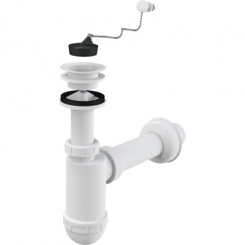 Сифон ALCAPLAST A42R для умывальника Ø40 с пластмассовой решеткой Ø63, с цепочкой Сифон ALCAPLAST A42R для умывальника Ø40 с пластмассовой решеткой Ø63, с цепочкой