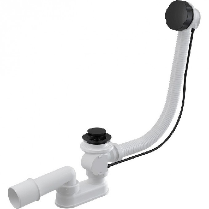 Сифон ALCAPLAST для ванны, автомат, комплект, черный матовый, длина 57 см, металл с покрытием A55BLACK