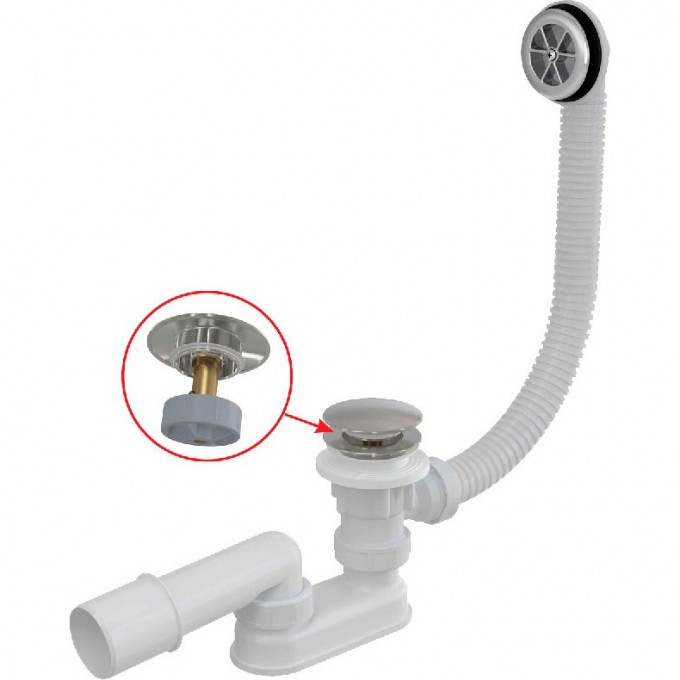 Сифон ALCAPLAST для ванны CLICK/CLACK, металл, 1200 мм A505CKM-120
