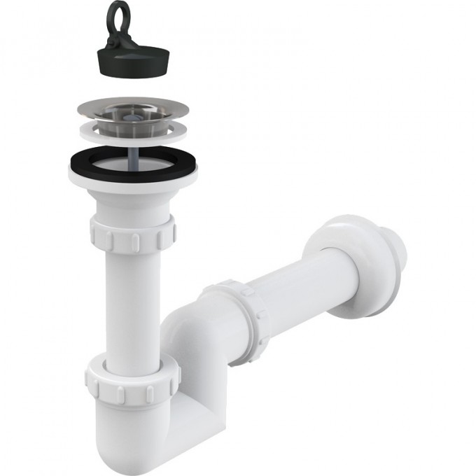 Сифон ALCAPLAST «S» для умывальника Ø40 с нержавеющей решеткой Ø63 A412-DN40