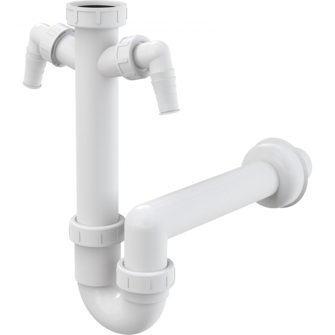 Сифон ALCAPLAST трубчатый с накидной гайкой 6/4", с двумя подводками A82-DN40