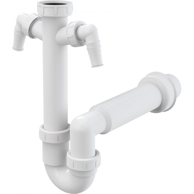 Сифон ALCAPLAST трубчатый с накидной гайкой 6/4", с двумя подводками A82-DN50