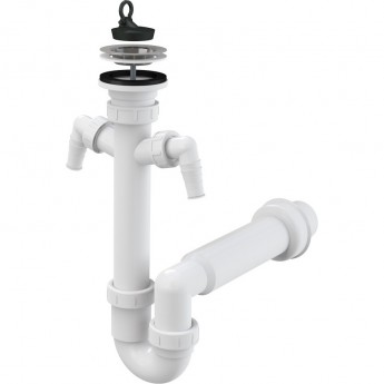 Сифон ALCAPLAST A820-DN50 трубчатый с нержавеющей решеткой Ø70, с двумя подводками