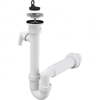 Сифон ALCAPLAST A810-DN50 трубчатый с нержавеющей решёткой Ø70, с подводкой