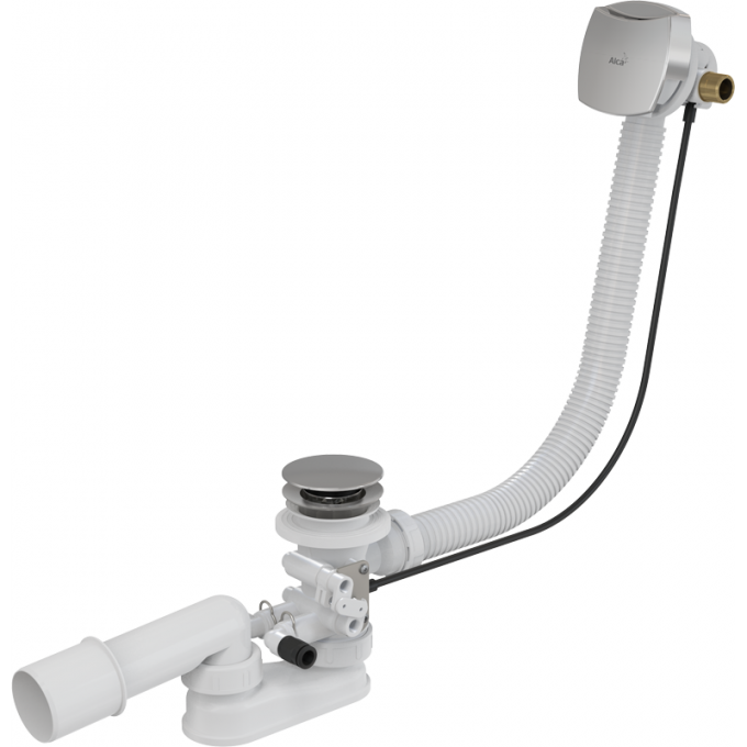 Сифон для гидромассажных ванн ALCAPLAST с напуском через перелив, металл A566-273133-100