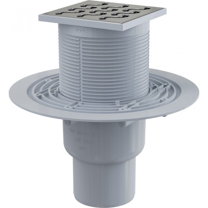 Сливной трап ALCAPLAST 105х105/50/75, подводка – прямая APV202