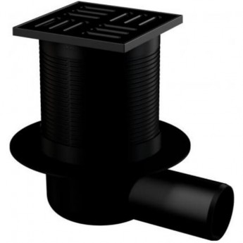 Сливной трап ALCAPLAST APV31BLACK, 105х105/50 подводка боковая, решетка – черный матовый Сливной трап ALCAPLAST APV31BLACK, 105х105/50 подводка боковая, решетка – черный матовый