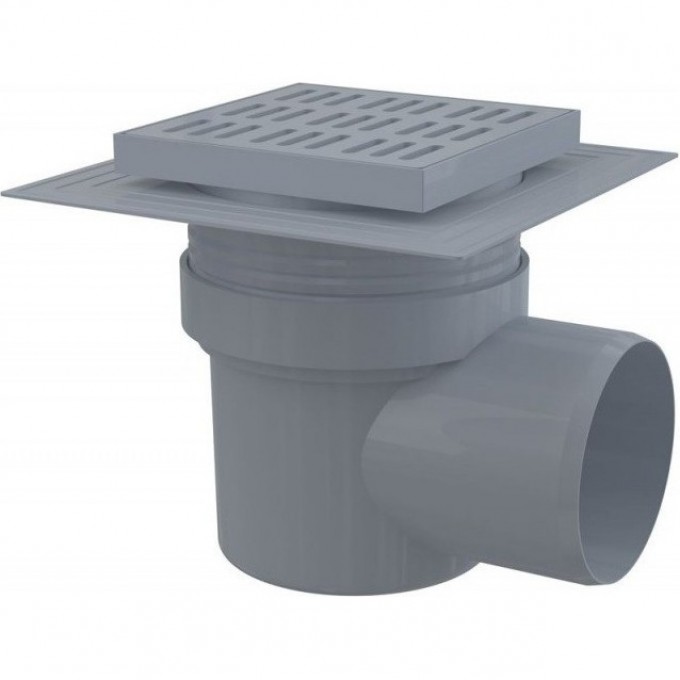 Сливной трап ALCAPLAST 150х150/110, подводка – боковая, решетка – серая APV10