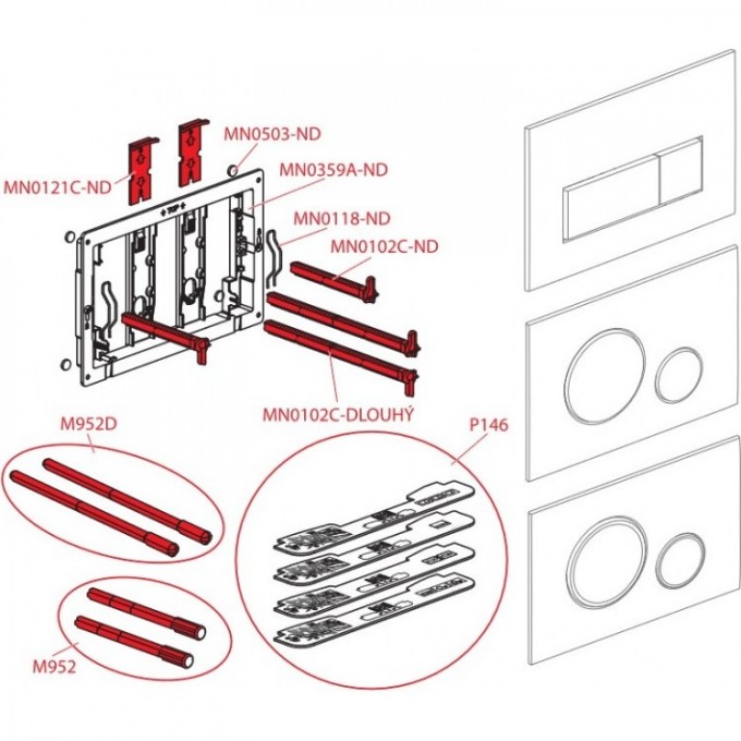 Винт рамы кнопки ALCAPLAST MN0102C-ND