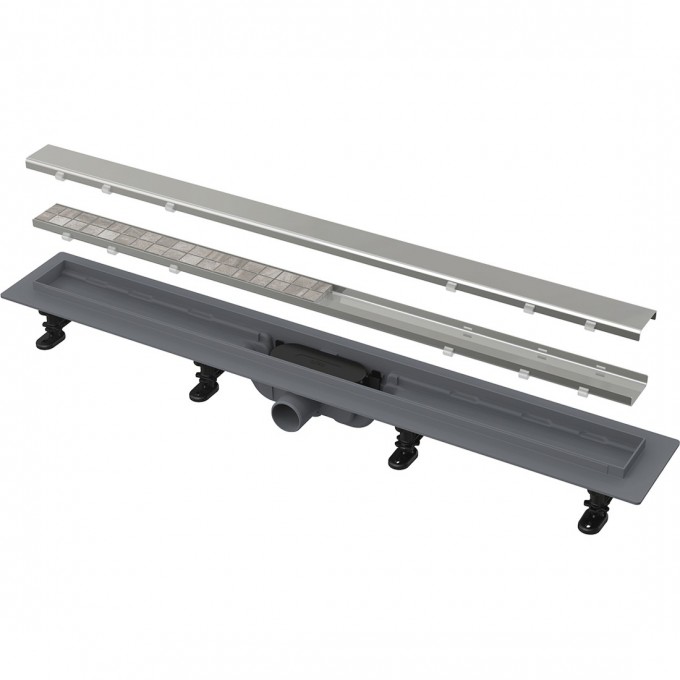 Водоотводящий желоб ALCAPALST с порогами для двусторонней решетки или решетки под кладку плитки APZ19-650