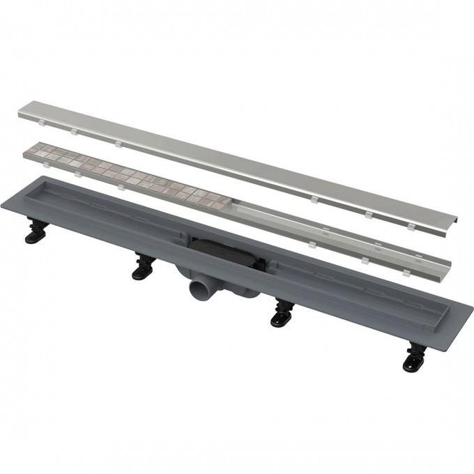 Водоотводящий желоб ALCAPALST с порогами для двусторонней решетки или решетки под кладку плитки APZ19-750