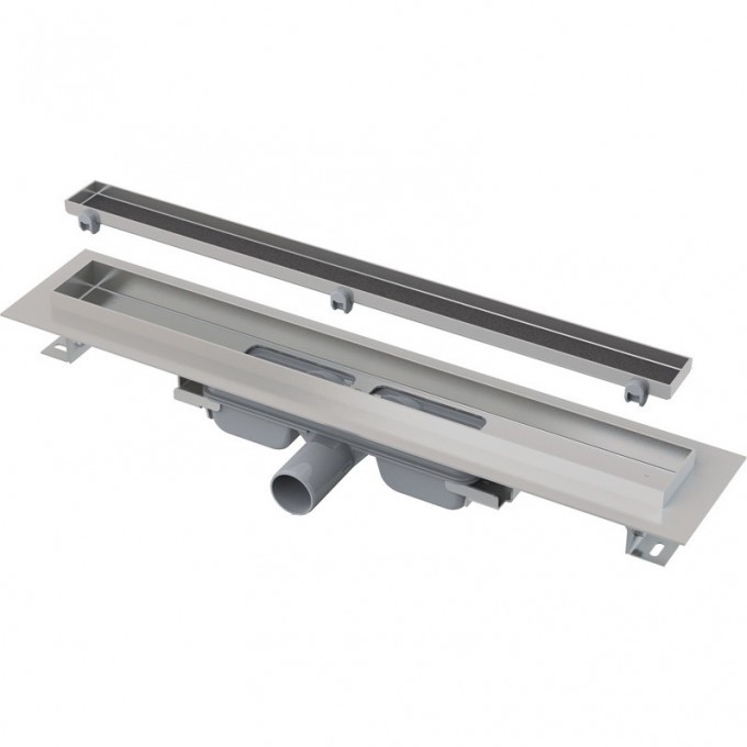 Водоотводящий желоб ALCAPLAST APZ107-1150 FLOOR с порогами для решетки под кладку плитки Low, горизонтальный сток APZ107-FLOOR-1150