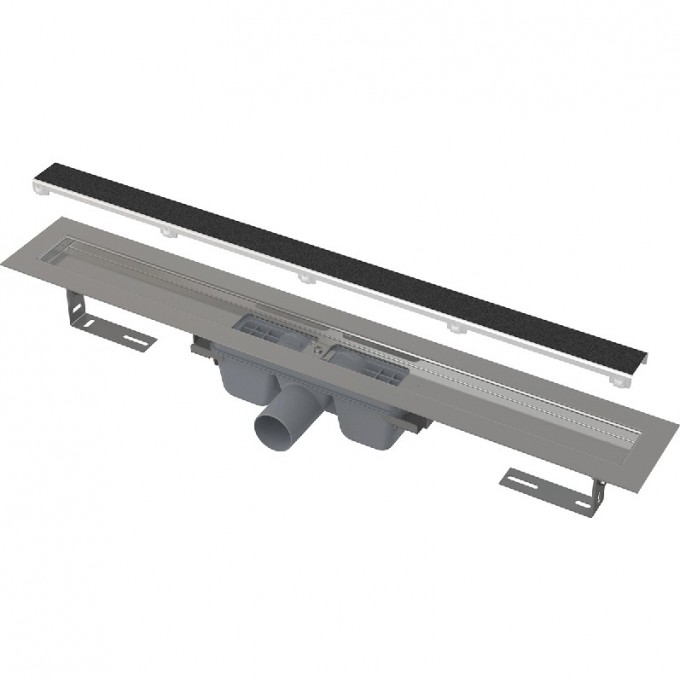 Водоотводящий желоб ALCAPLAST без порогов, с решеткой под кладку камня Marble, горизонтальный сток APZ15S-650