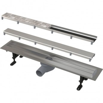 Водоотводящий желоб ALCAPLAST FIT&GO APZ13-DOUBLE9-750 с двухсторонней решеткой DOUBLE Водоотводящий желоб ALCAPLAST FIT&GO APZ13-DOUBLE9-750 с двухсторонней решеткой DOUBLE