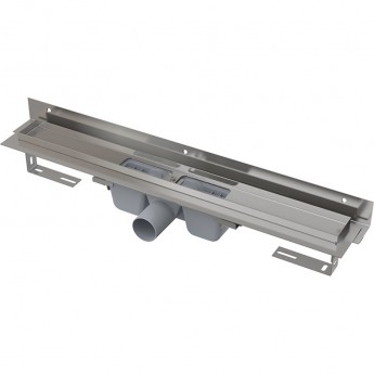 Водоотводящий желоб ALCAPLAST APZ4S-1050 FLEXIBLE для перфорированной решетки с регулируемым краем, к стене, горизонтальный сток Водоотводящий желоб ALCAPLAST APZ4S-1050 FLEXIBLE для перфорированной решетки с регулируемым краем, к стене, горизонтальный сток