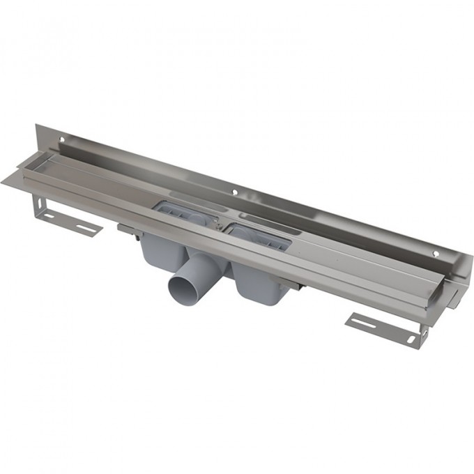 Водоотводящий желоб ALCAPLAST FLEXIBLE для перфорированной решетки с регулируемым краем, к стене, горизонтальный сток APZ4S-850