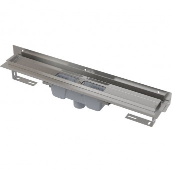 Водоотводящий желоб ALCAPLAST APZ1004S-1050 FLEXIBLE для перфорированной решетки с регулируемым краем, к стене, вертикальный сток