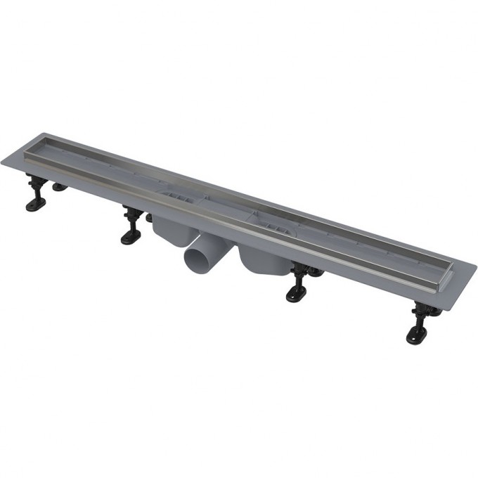 Водоотводящий желоб ALCAPLAST OPTIMA с порогами из нержавеющей стали, для перфорированной решетки/решетки под кладку плитки APZ22-850