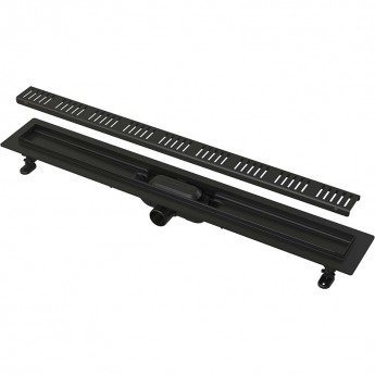 Водоотводящий желоб ALCAPLAST APZ10BLACK-550M с порогами для перфорированной решетки, черный матовый