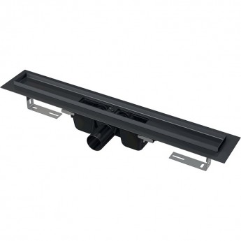 Водоотводящий желоб ALCAPLAST APZ1BLACK-850 с порогами для перфорированной решетки, черный матовый, горизонтальный сток