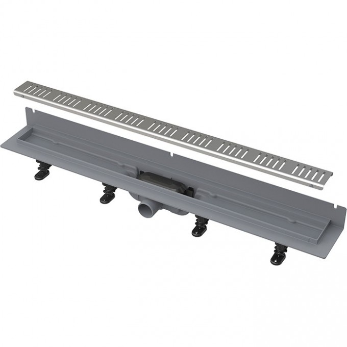 Водоотводящий желоб ALCAPLAST с порогами для перфорированной решетки и фиксированным воротником к стене APZ30-650M