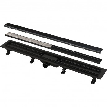 Водоотводящий желоб ALCAPLASTAPZ19BLACK-850 с порогами для решетки или под кладку плитки черный Водоотводящий желоб ALCAPLASTAPZ19BLACK-850 с порогами для решетки или под кладку плитки черный