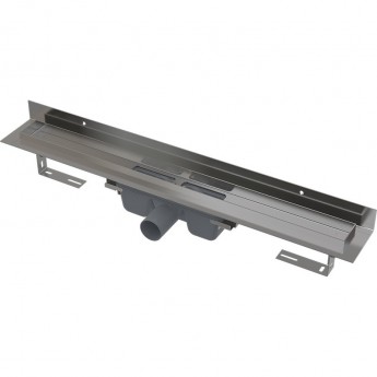 Водоотводящий желоб ALCAPLAST APZ16-1050 WALL для перфорированной решетки, с фиксированным воротником, к стене, горизонтальный сток Водоотводящий желоб ALCAPLAST APZ16-1050 WALL для перфорированной решетки, с фиксированным воротником, к стене, горизонтальный сток