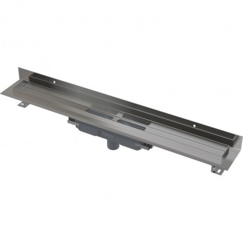 Водоотводящий желоб ALCAPLAST APZ1116-750 WALL для перфорированной решетки, с фиксированным воротником, к стене, низкий, вертикальный сток Водоотводящий желоб ALCAPLAST APZ1116-750 WALL для перфорированной решетки, с фиксированным воротником, к стене, низкий, вертикальный сток