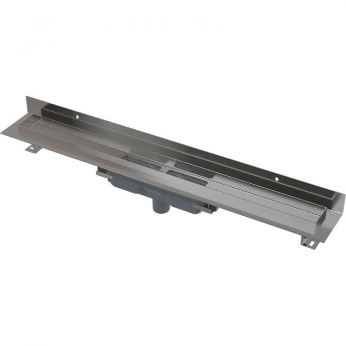 Водоотводящий желоб ALCAPLAST WALL для перфорированной решетки, с фиксированным воротником, к стене, низкий, вертикальный сток APZ1116-950