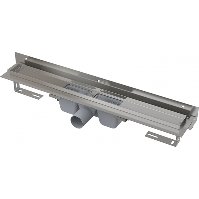 Водоотводящий желоб с порогами ALCAPLAST FLEXIBLE для перфорированной решетки и воротником к стене APZ4-950